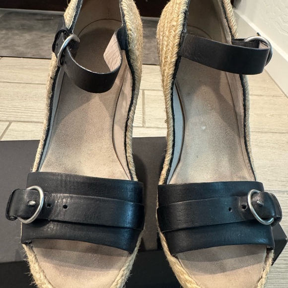 All Saints Black Leather Espadrilles - Picture 1 of 7